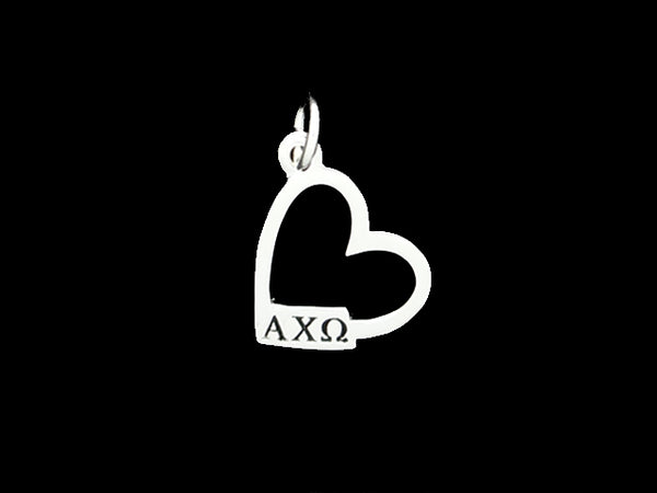 Alpha Chi Omega Open Heart Greek Sorority Lavalier Charm Pendant Necklace