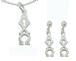 Alpha Chi Omega Matching Greek Sorority Lavalier Necklace and Earring Set