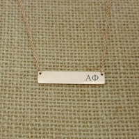 Sorority Bar Necklace Alpha Phi Horizontal Bar Necklace Stainless Steel