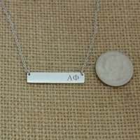 Sorority Bar Necklace Alpha Phi Horizontal Bar Necklace Stainless Steel