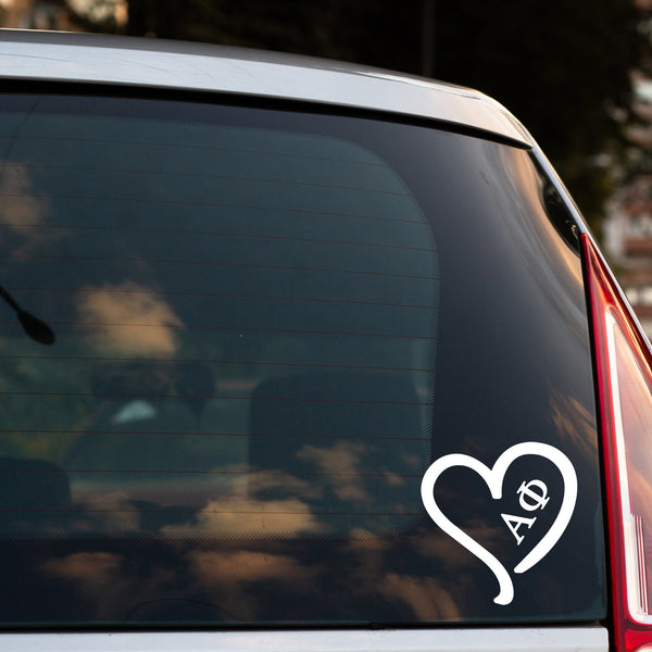 Alpha Phi Sorority Car Heart Sticker, Laptop Sticker, Rush Week, APhi, ΑΦ, Sorority Sticker