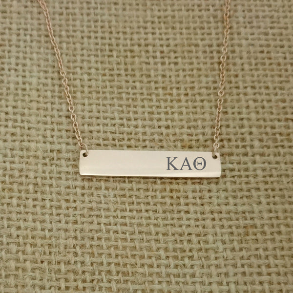 Kappa Alpha Theta Horizontal Bar Necklace Rose Gold