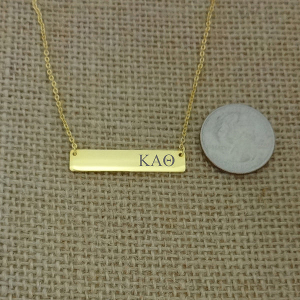 Kappa Alpha Theta Horizontal Bar Necklace Gold Filled