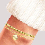 Kappa Alpha Theta Sorority Paper Clip and Beaded Stacked Bracelet