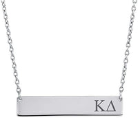Kappa Delta Horizontal Sorority Bar Necklace Greek Sorority Letters with Adjustable Chain Stainless Steel