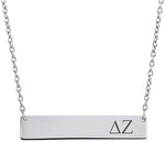 Delta Zeta Sorority Horizontal Bar Necklace Greek Sorority Letters with Adjustable Chain Stainless Steel