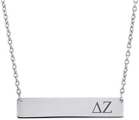 Delta Zeta Sorority Horizontal Bar Necklace Greek Sorority Letters with Adjustable Chain Stainless Steel