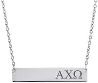 Sorority Bar Necklace Alpha Chi Omega Horizontal Bar Necklace Stainless Steel