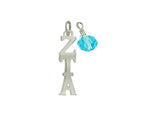 Zeta Tau Alpha Lavalier with Swarovski Crystal Pendants Silver Plated