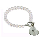 Pi Beta Phi Pearl Sorority Bracelet with Heart on Toggle Clasp