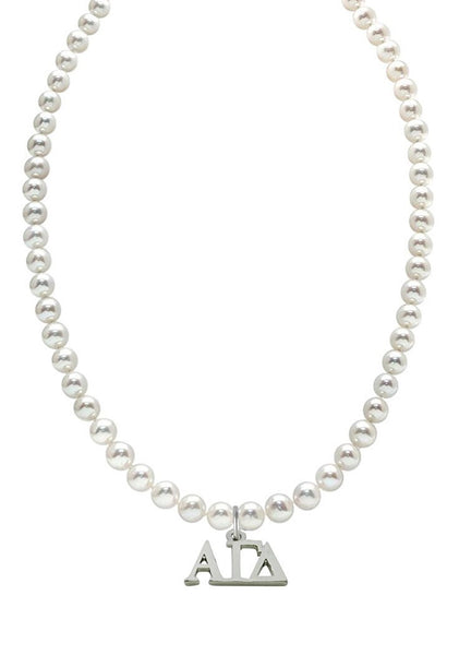 Alpha Gamma Delta Pearl Necklace Greek Sorority Pearl Necklace