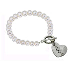 Alpha Xi Delta Sorority Pearl Bracelet with Heart on Toggle Clasp