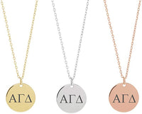 Dainty Alpha Gamma Delta Round Necklace - Alpha Gamma Delta Jewelry - Sorority Lavalier Necklace - Sorority Big Day Gift - Sorority Gift Idea - Big Little Jewelry