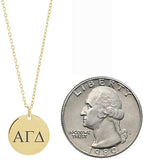 Dainty Alpha Gamma Delta Round Necklace - Alpha Gamma Delta Jewelry - Sorority Lavalier Necklace - Sorority Big Day Gift - Sorority Gift Idea - Big Little Jewelry