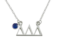 Tri Delta Delta Delta Floating Sorority Lavalier Necklace with Gemstone