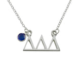 Tri Delta Delta Delta Floating Sorority Lavalier Necklace with Gemstone