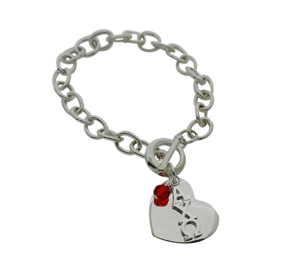 Alpha Chi Omega Sorority Bracelet with Heart and Swarovski Crystal - DKGifts.com