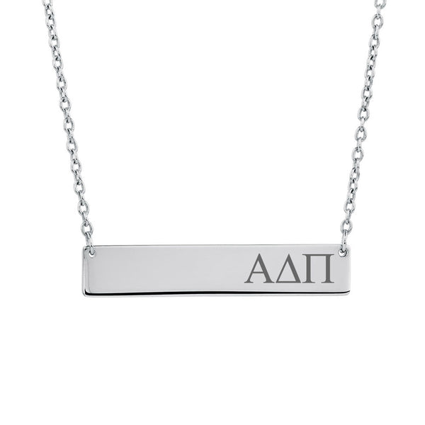 Sorority Bar Necklace Alpha Delta Pi Sorority Horizontal Bar Necklace Stainless Steel