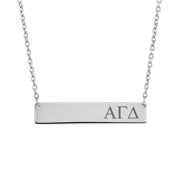 Sorority Bar Necklace Alpha Gamma Delta Horizontal Bar Necklace Stainless Steel