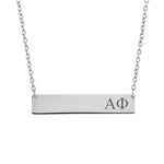 Sorority Bar Necklace Alpha Phi Horizontal Bar Necklace Stainless Steel