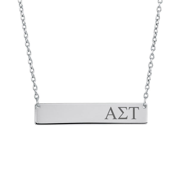 Sorority Bar Necklace Alpha Sigma Tau Horizontal Bar Necklace Stainless Steel