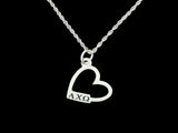 Alpha Chi Omega Open Heart Greek Sorority Lavalier Charm Pendant Necklace