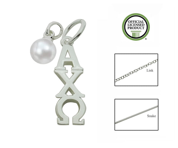 Alpha Chi Omega Sorority Lavalier Necklace with Pearl - DKGifts.com