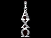 Alpha Chi Omega Synthetic Diamond Sorority Lavalier Necklace Sterling Silver - DKGifts.com