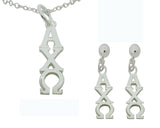Alpha Chi Omega Matching Greek Sorority Lavalier Necklace and Earring Set