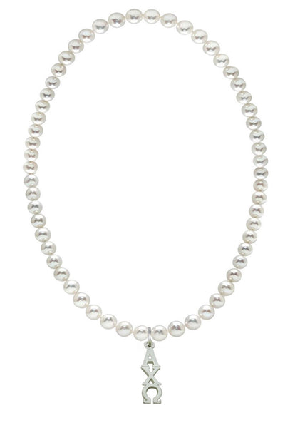 Alpha Chi Omega Stretch Pearl Sorority Necklace Greek Sorority Pearl Necklace