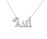 Alpha Delta Pi Floating Sorority Lavalier Necklace with Pearl