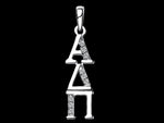 Alpha Delta Pi Synthetic Diamond Sorority Lavalier Necklace Sterling Silver - DKGifts.com