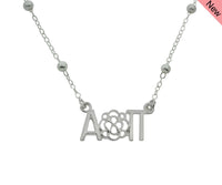 Alpha Omicron Pi Flower Beaded Floating Necklace Sorority Jewelry Necklace