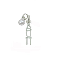 Alpha Omicron Pi Sorority Lavalier Necklace with Pearl