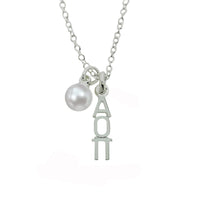 Alpha Omicron Pi Sorority Lavalier Necklace with Pearl