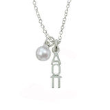 Alpha Omicron Pi Sorority Lavalier Necklace with Pearl