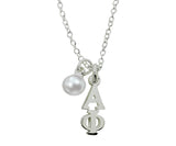 Alpha Phi with Pearl Greek Sorority Lavalier Pendant Drop Charm