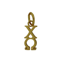 Chi Omega Greek Sorority Lavalier Drop Charm Pendant Necklace Gold Filled