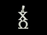 Chi Omega Synthetic Diamond Sorority Lavalier Necklace Sterling Silver - DKGifts.com
