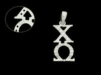 Chi Omega Synthetic Diamond Sorority Lavalier Necklace Sterling Silver - DKGifts.com