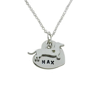 Personalized Dachshund Dog Necklace, Hand Stamped Personalized Heart Pet Necklace - DKGifts.com