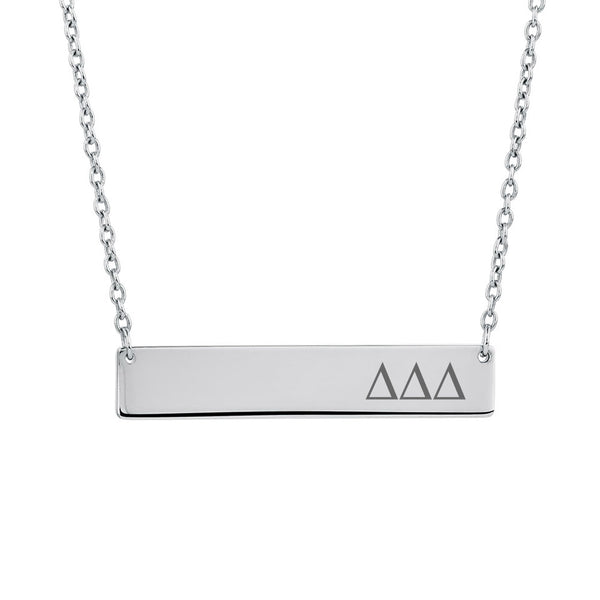 Sorority Bar Necklace Delta Delta Delta Horizontal Bar Necklace Stainless Steel