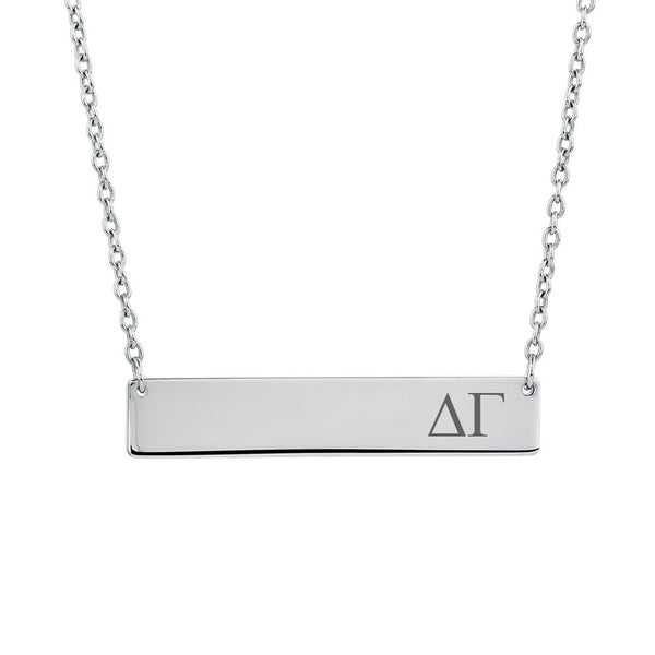 Sorority Bar Necklace Delta Gamma Horizontal Bar Necklace Stainless Steel