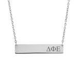 Sorority Bar Necklace Delta Phi Epsilon Horizontal Bar Necklace Stainless Steel