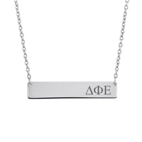 Sorority Bar Necklace Delta Phi Epsilon Horizontal Bar Necklace Stainless Steel