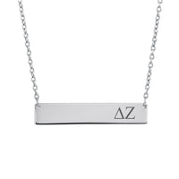 Sorority Bar Necklace Delta Zeta Horizontal Bar Necklace Stainless Steel