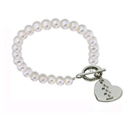 Tri Delta Delta Delta Pearl Sorority Bracelet with Heart on Toggle Clasp