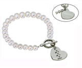 Tri Delta Delta Delta Pearl Sorority Bracelet with Heart on Toggle Clasp