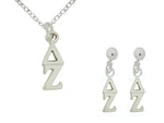 Matching Delta Zeta Sorority Lavalier Charm Drop Necklace and Earring Set