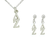 Matching Delta Zeta Sorority Lavalier Charm Drop Necklace and Earring Set